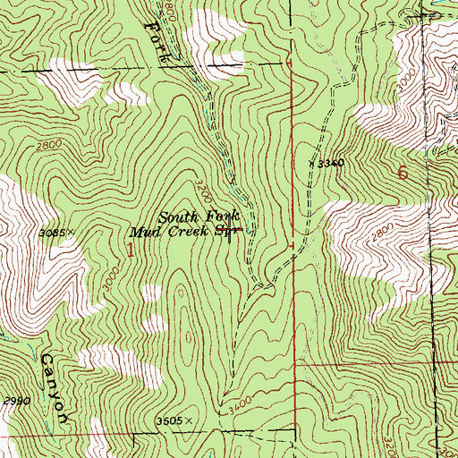 Topographic Map of South Fork Mud Creek Spring, WA