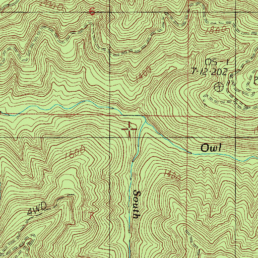Topographic Map of South Fork Owl Creek, WA