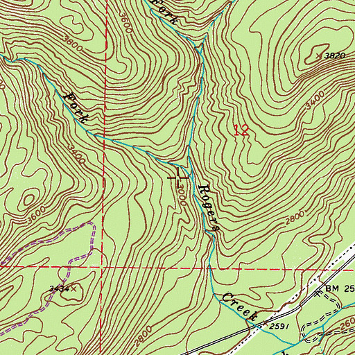 Topographic Map of South Fork Rogers Creek, WA