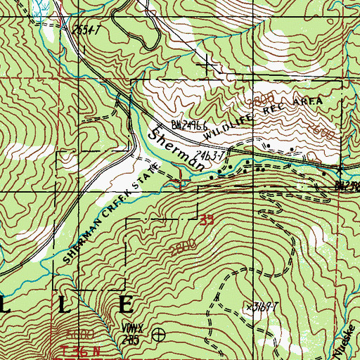 Topographic Map of South Fork Sherman Creek, WA