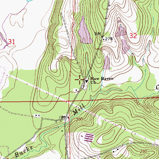 Topographic Map of New Haven Baptist Church, AL