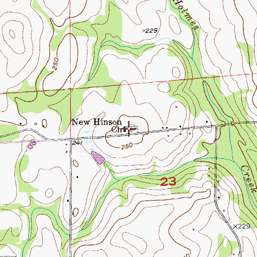 Topographic Map of New Hinson Church, AL