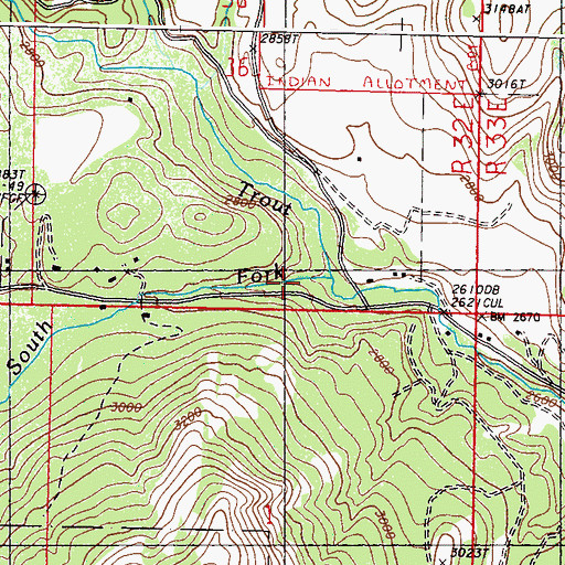 Topographic Map of South Fork Trout Creek, WA