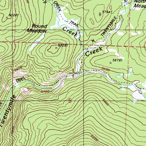 Topographic Map of South Fork Twentymile Creek, WA