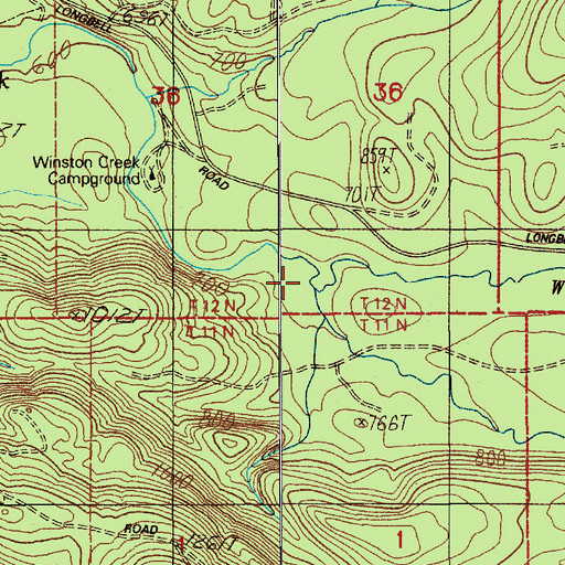 Topographic Map of South Fork Winston Creek, WA