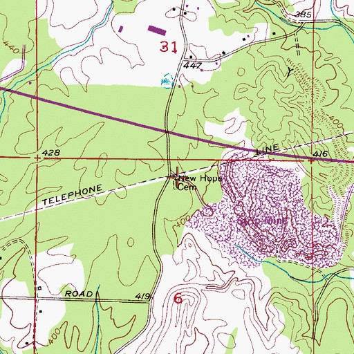 Topographic Map of New Hope Cemetery, AL