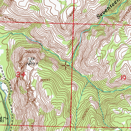 Topographic Map of South Seventeenmile Creek, WA