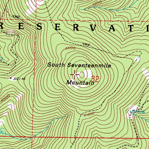 Topographic Map of South Seventeenmile Mountain, WA