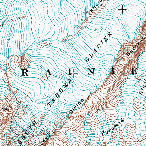 Topographic Map of South Tahoma Glacier, WA