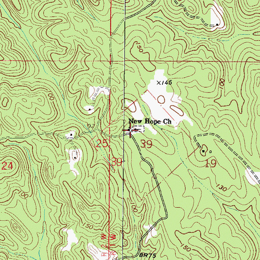 Topographic Map of New Hope United Methodist Church, AL