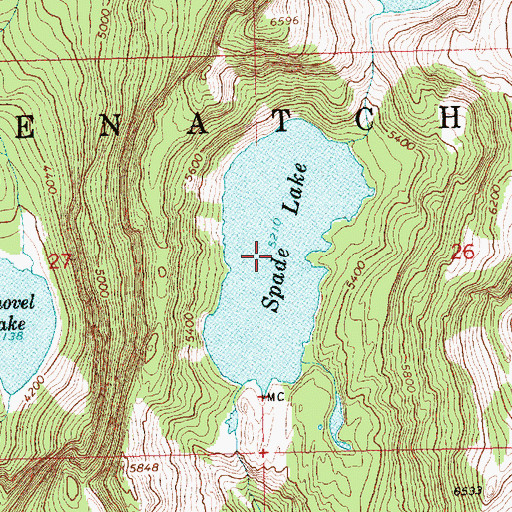Topographic Map of Spade Lake, WA