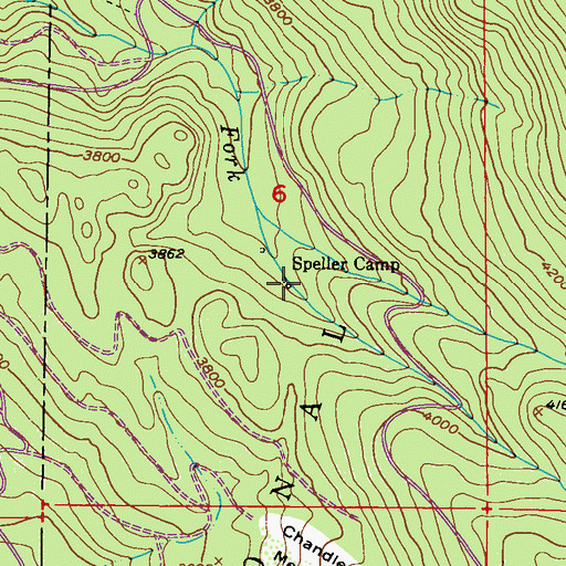 Topographic Map of Speller Camp, WA
