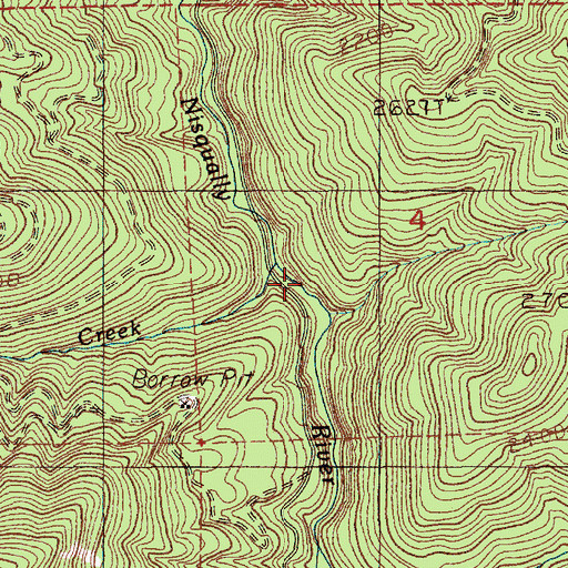 Topographic Map of Spencer Creek, WA