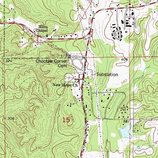 Topographic Map of New Hope Number 1 Baptist Church, AL