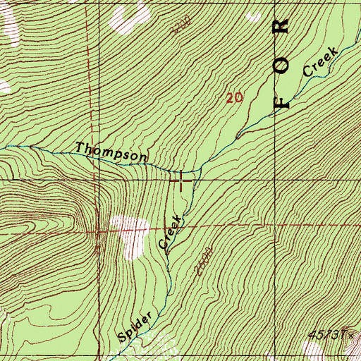 Topographic Map of Spider Creek, WA