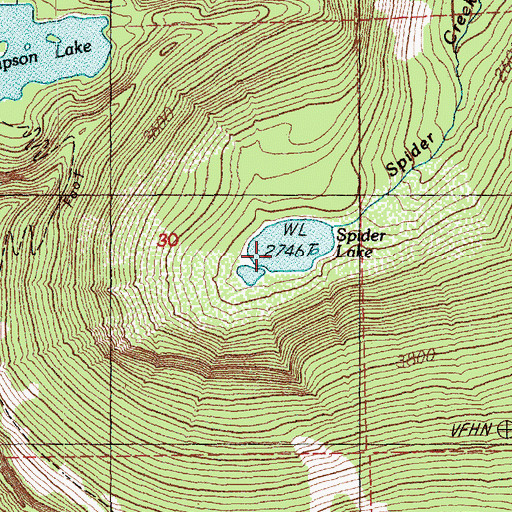 Topographic Map of Spider Lake, WA