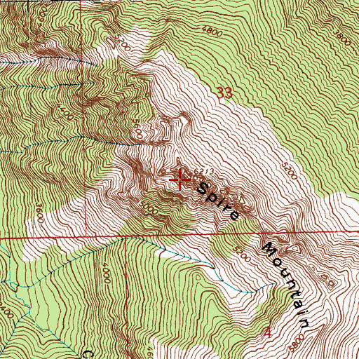 Topographic Map of Spire Mountain, WA