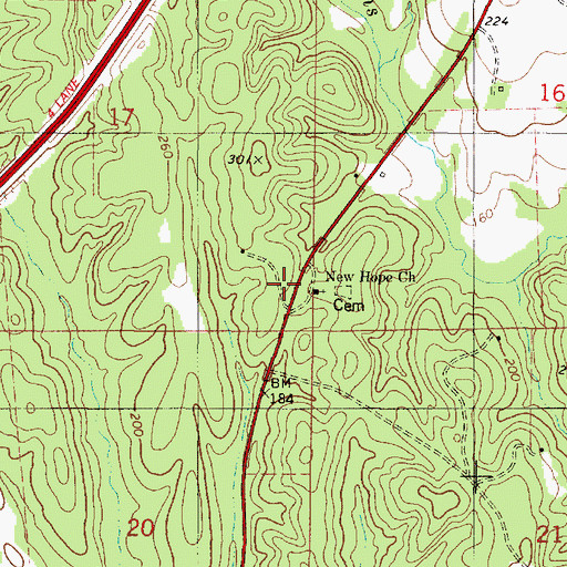 Topographic Map of New Hope Church, AL