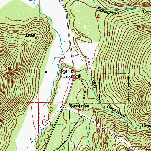 Topographic Map of Spirit School, WA