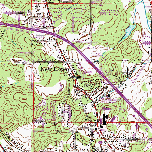 Topographic Map of New Hope Church, AL