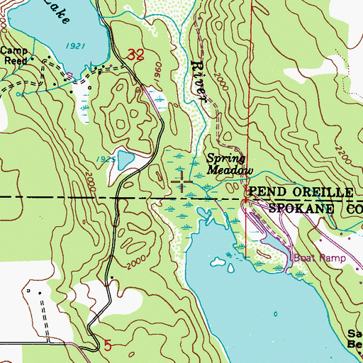 Topographic Map of Spring Meadow, WA