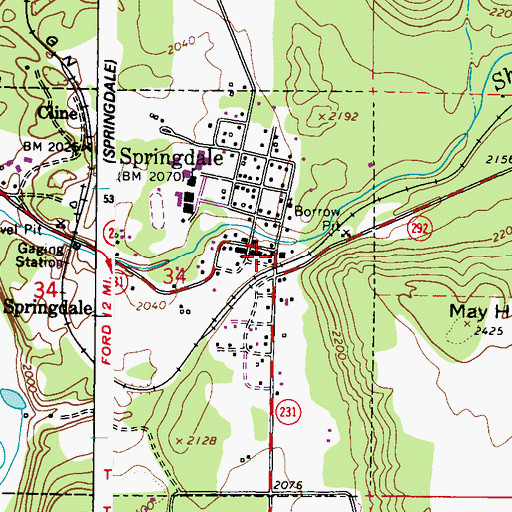 Topographic Map of Springdale, WA
