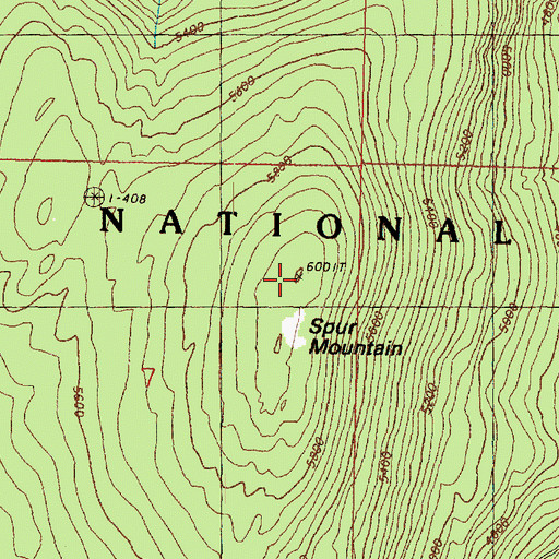 Topographic Map of Spur Mountain, WA
