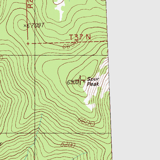 Topographic Map of Spur Peak, WA