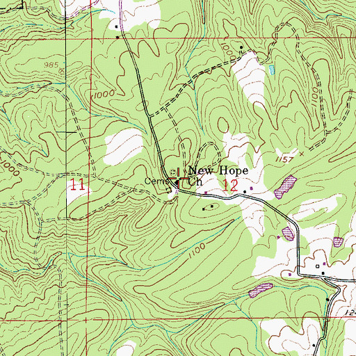Topographic Map of New Hope Church, AL