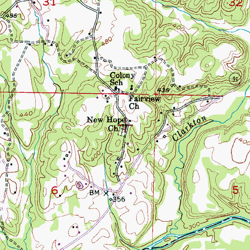 Topographic Map of New Hope Church, AL