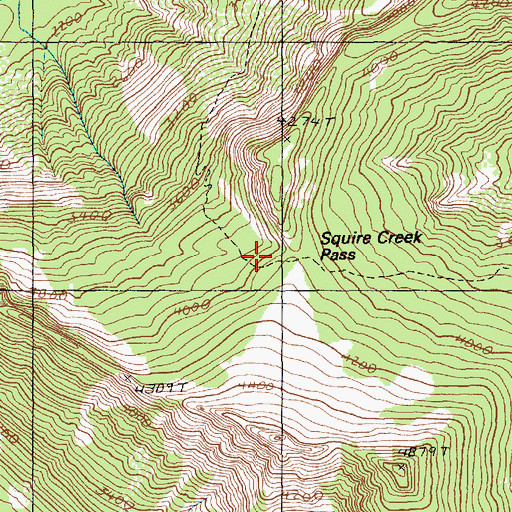 Topographic Map of Squire Creek Pass, WA