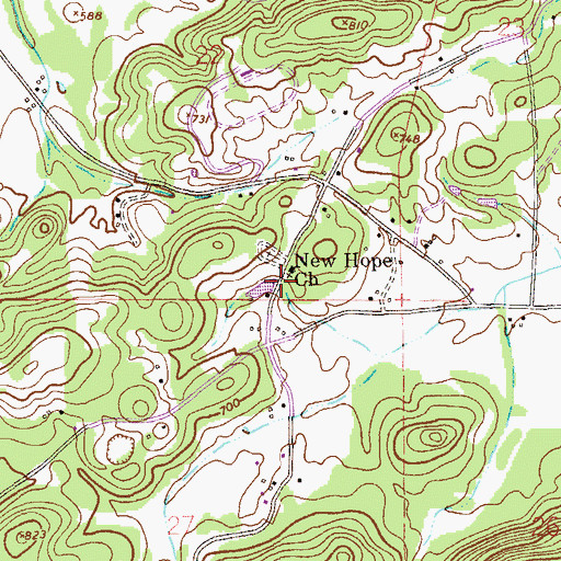 Topographic Map of New Hope Baptist Church, AL