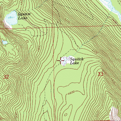 Topographic Map of Squitch Lake, WA