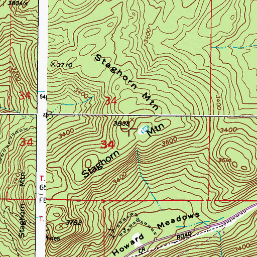Topographic Map of Staghorn Mountain, WA