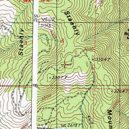 Topographic Map of Staehly Mountain, WA