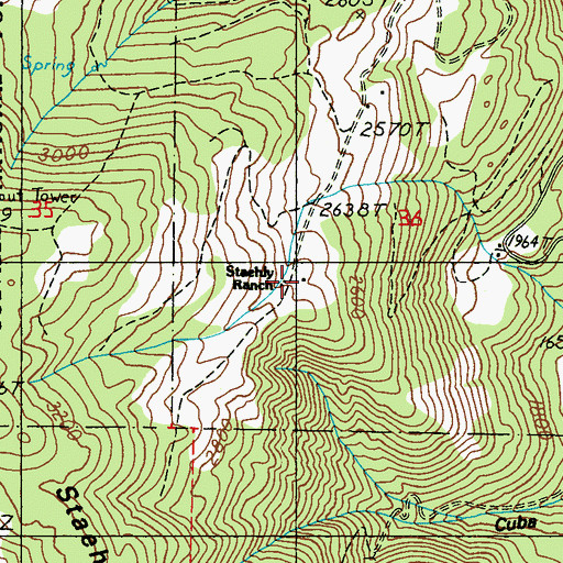 Topographic Map of Staehly Ranch, WA