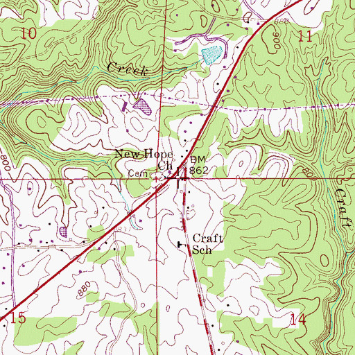 Topographic Map of New Hope Baptist Church, AL