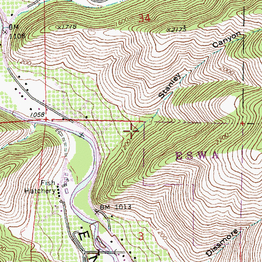 Topographic Map of Stanley Canyon, WA