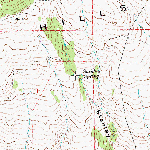 Topographic Map of Stanley Spring, WA