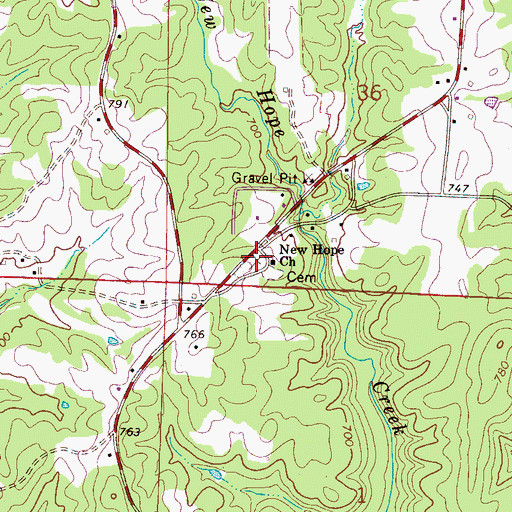 Topographic Map of New Hope Baptist Church, AL