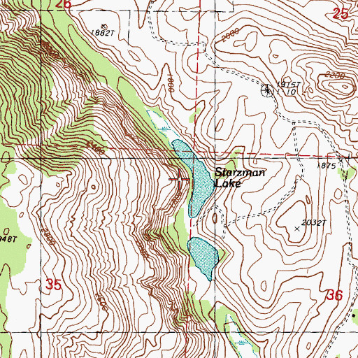 Topographic Map of Starzman Lake, WA