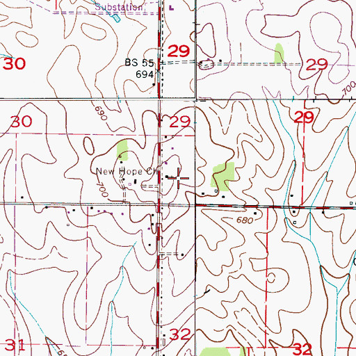 Topographic Map of New Hope Baptist Church, AL