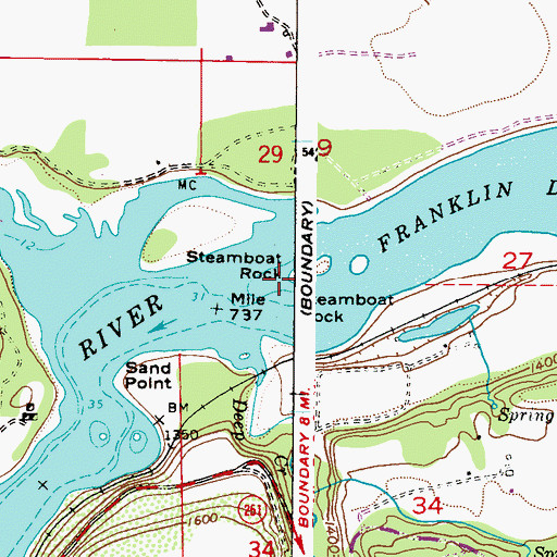 Topographic Map of Steamboat Rock, WA