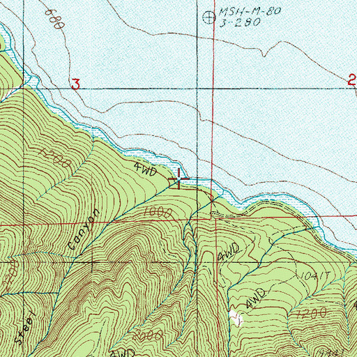 Topographic Map of Steel Canyon, WA