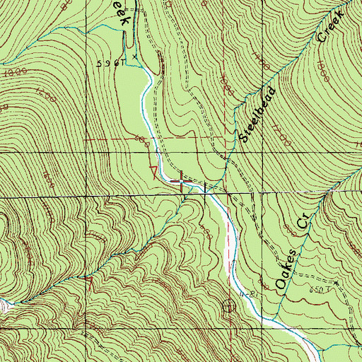 Topographic Map of Steelhead Creek, WA