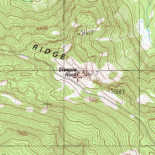 Topographic Map of Steeple Rock, WA