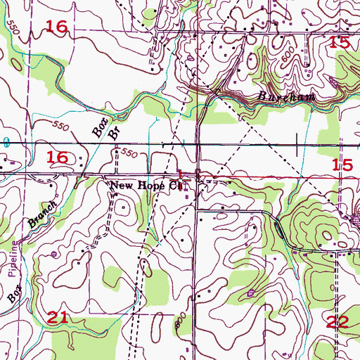 Topographic Map of New Hope Church of Christ, AL