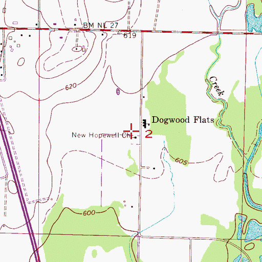 Topographic Map of New Hopewell Church, AL