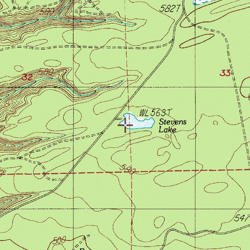 Topographic Map of Stevens Lake, WA