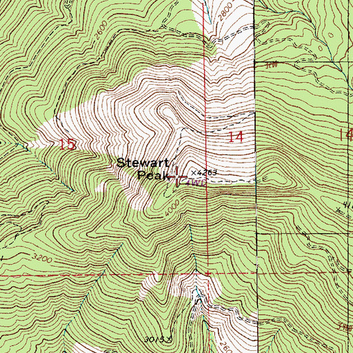 Topographic Map of Stewart Peak, WA